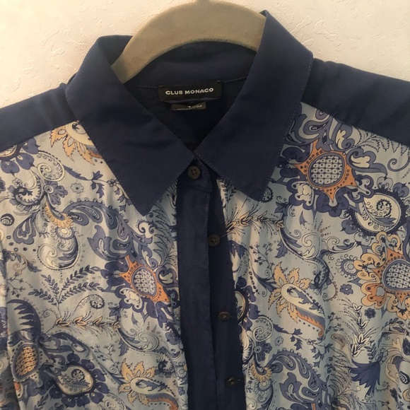 Club Monaco print 100% silk shirt dress - Picture 3 of 9